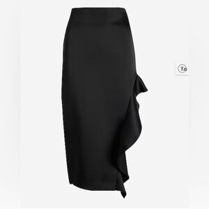 Express Black Asymmetrical Ruffle Skirt